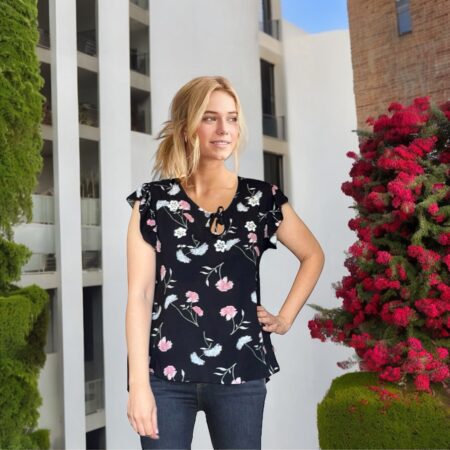 Blusa de lino negra. Talla M