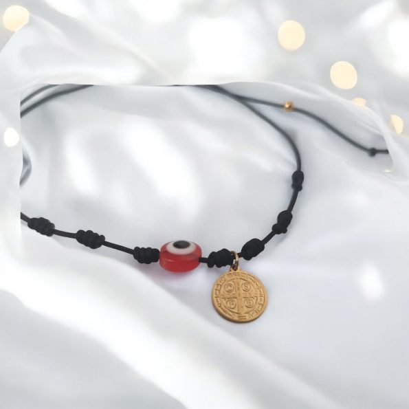 Pulsera  negra 7 nudos  San Benito y ojo turco Joyas San Benito Zen Bazar Perú