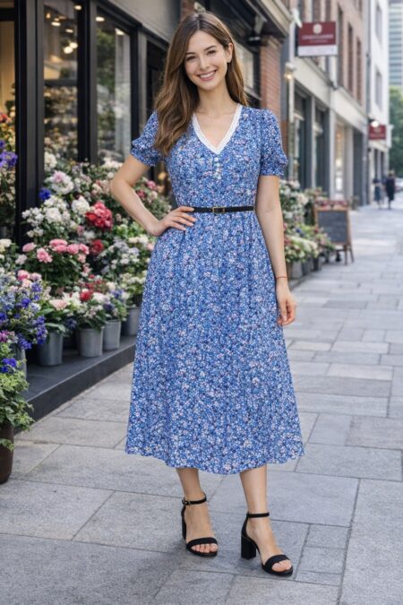 Vestido celeste midi. Talla M