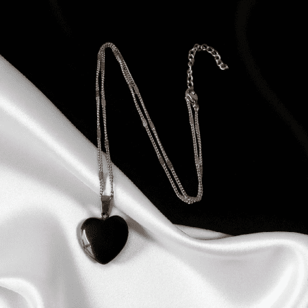 Collar  con piedra Obsidiana Negra
