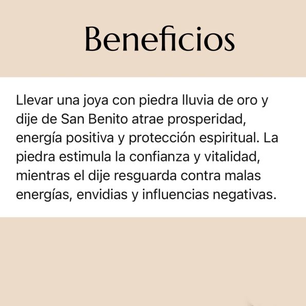 Pulsera de mujer Lluvia de oro y Cruz de San Benito Joyas San Benito Zen Bazar Perú