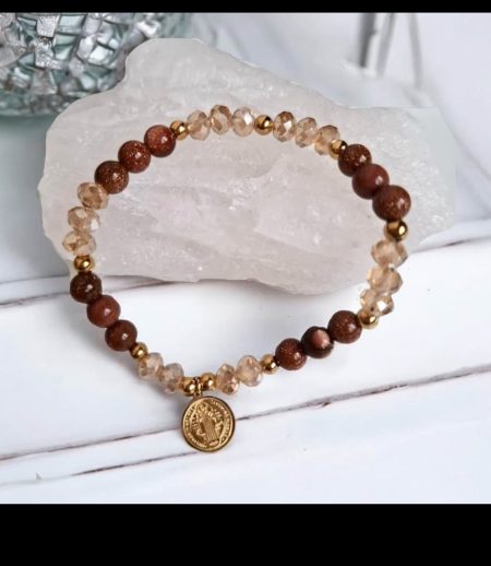 Pulsera de mujer Lluvia de oro y Cruz de San Benito Joyas San Benito Zen Bazar Perú