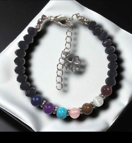 Pulsera de mujer 7 chakras con cuarzos naturales