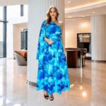 vestido largo turquesa de mujer
