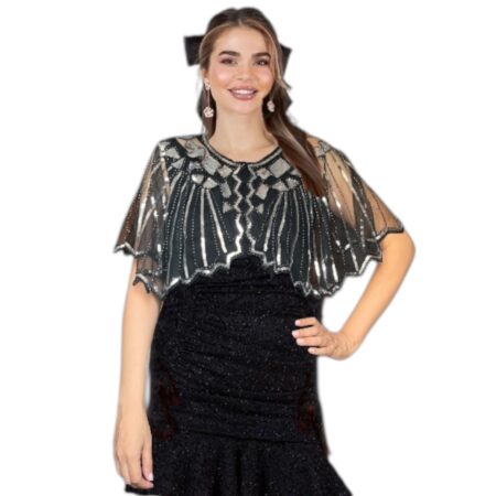 Capa de Fiesta Negra con Plateado