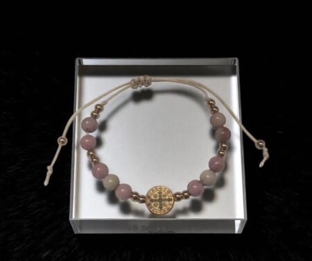 Pulsera  San Benito y  PiedraRodonita