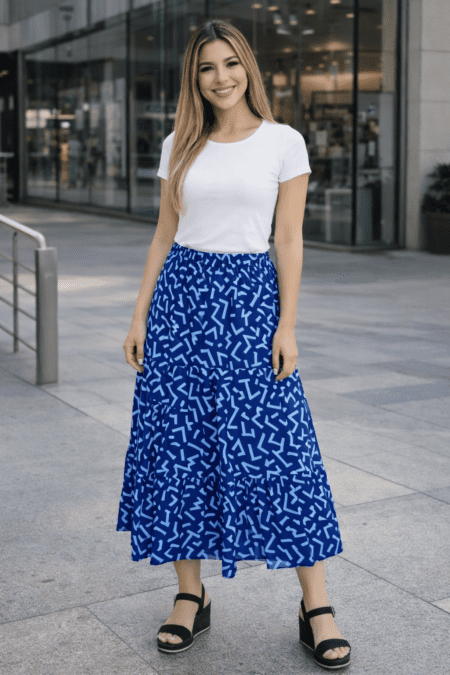 Falda larga en tiempos azul