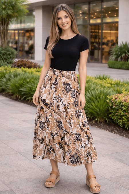 Falda Larga Marron Claro