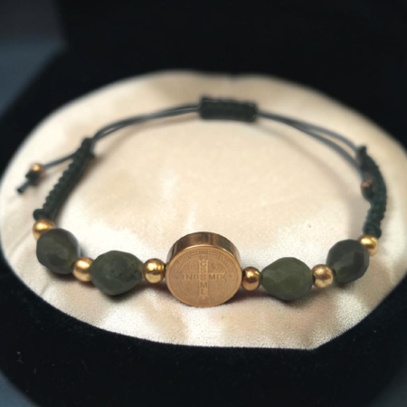Pulsera San Benito y Piedra Natural de Jade