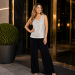 Blusa de fiesta plateada. Talla M