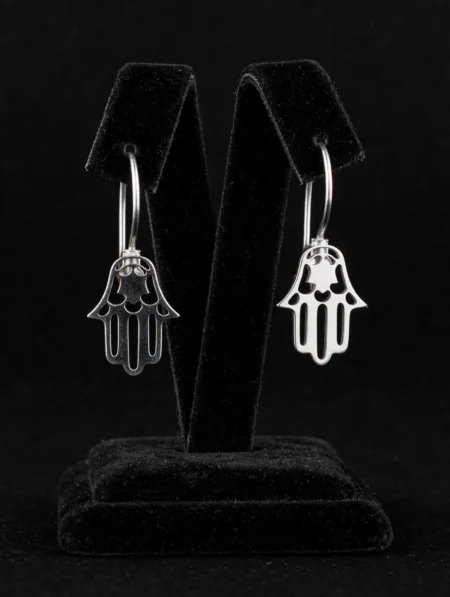Aretes mano de fatima en acero inoxidable