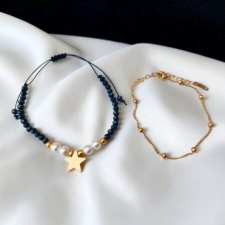 Set pulsera estrella y de acero inoxidable .Joyas y Accesorios Zen Bazar Perú