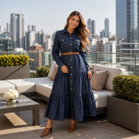 Vestido Largo de Jean .Talla L